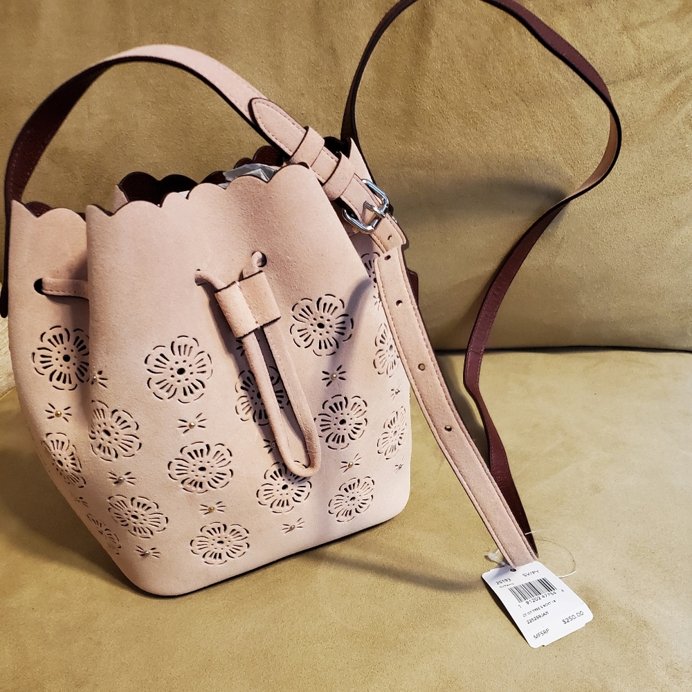 Light pink drawstring handbag